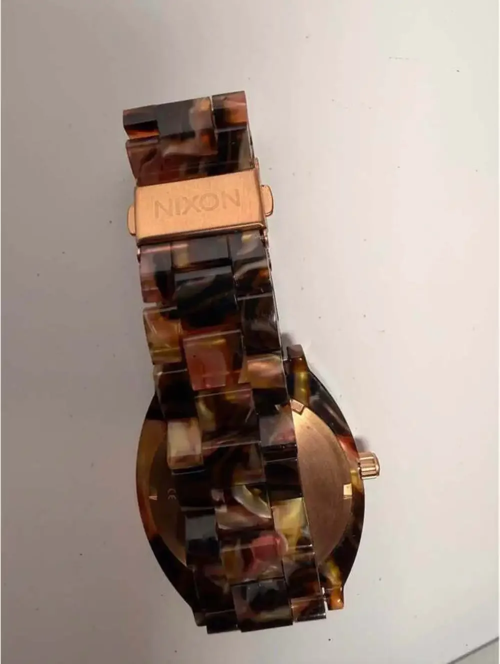 Nixon Time Teller Acetate Watch Rose Gold Tortoise Shell